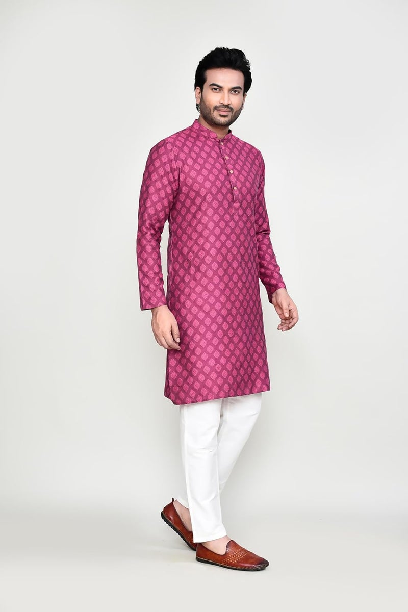 POLY2FAB Hathkargha Men's Silk Jacquard Kurta Pajama Set | Ethnic Wear for Weddings & Festive Functions - Image 3